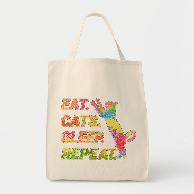 Bolso De Tela Comer, dormir, gatos, repetir (Frente)