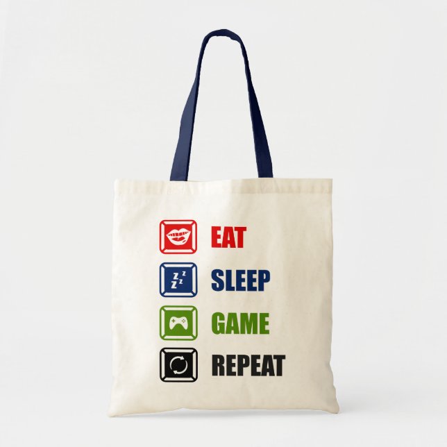 Bolso De Tela Comer, dormir, jugar, repetir (Frente)
