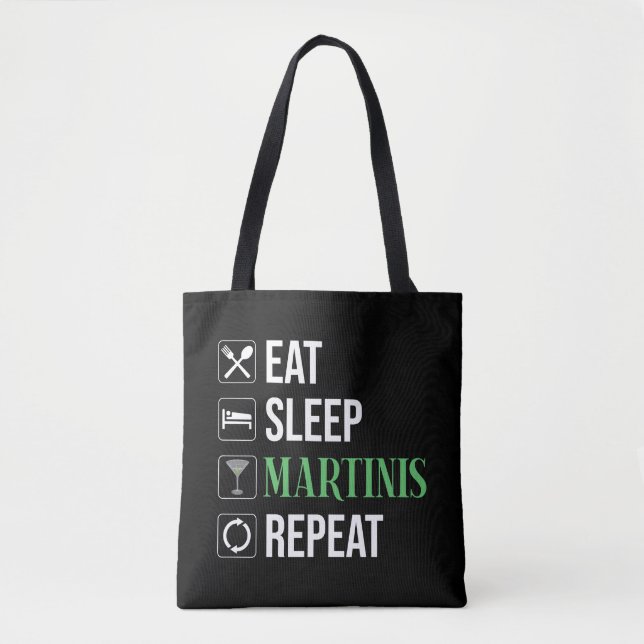 Bolso De Tela Comer. Dormir. Martinis. Repetir. (Anverso)