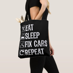 Bolso De Tela Comer los coches de reparación de sueño repetir un