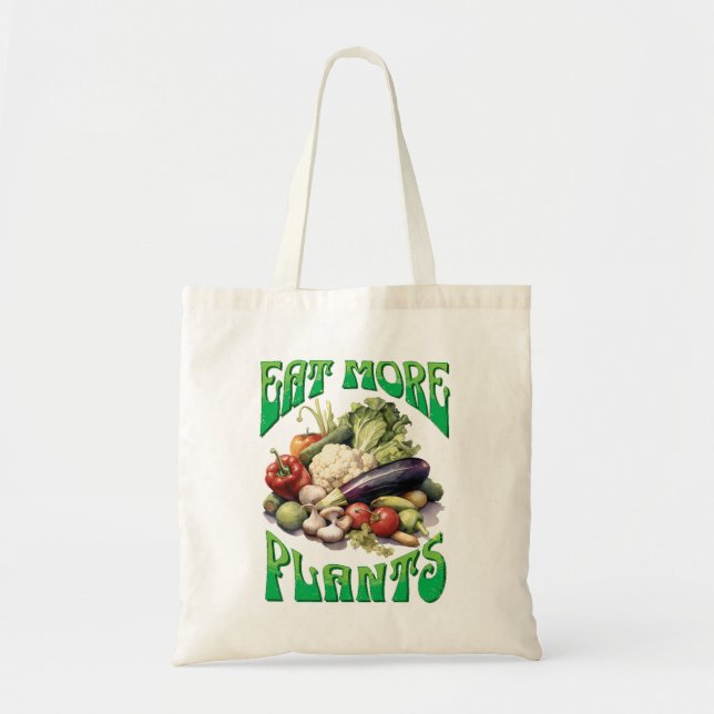 Bolso De Tela Comer más plantas vegetarianas (Frente)