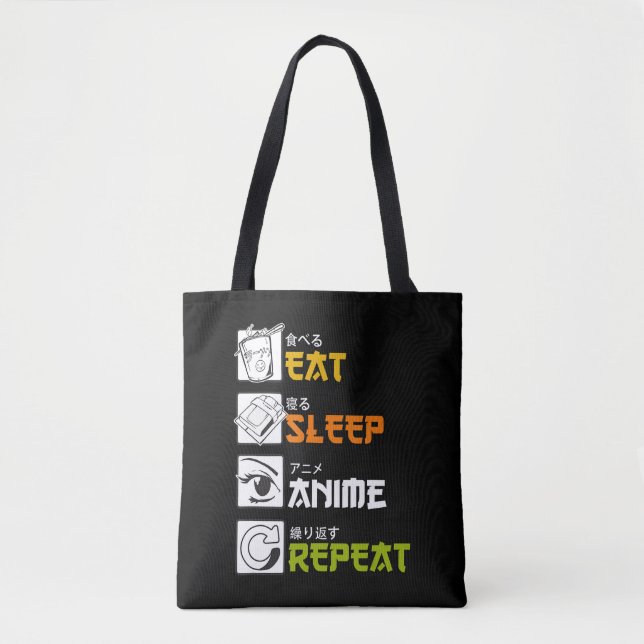 Bolso De Tela Comer Sleep Anime Repetir Idea de Regalo Cosplayer (Anverso)