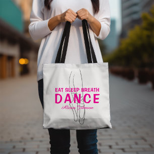 Bolso De Tela Comer Sleep Breath Dance Silhouette rosa y blanco