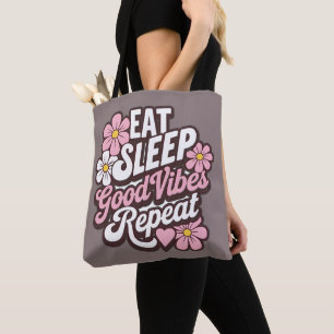 Bolso De Tela Comer Sleep Good Vibes Repetir