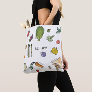 Bolso De Tela Comer Tote vegetal feliz