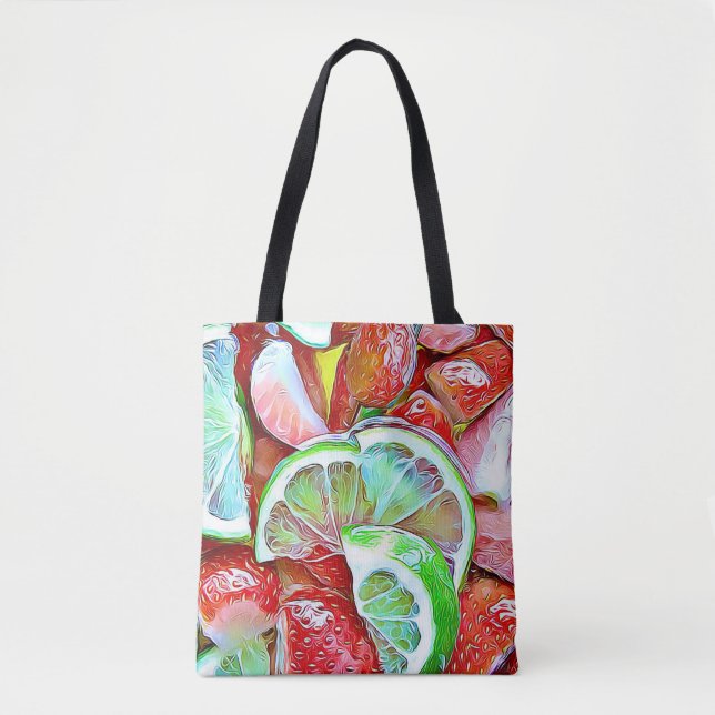 Bolso De Tela Comestibles de Fresas y Limones (Anverso)