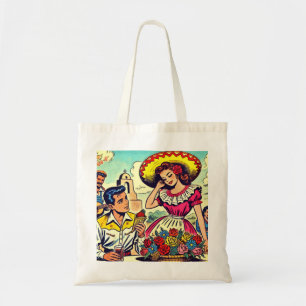 Bolso De Tela Comic De Pareja De Amor Retro