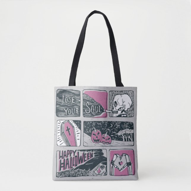 Bolso De Tela Comic Halloween: Ilustracion divertido (Anverso)