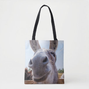 Bolso De Tela Cómico burro sonriente gris