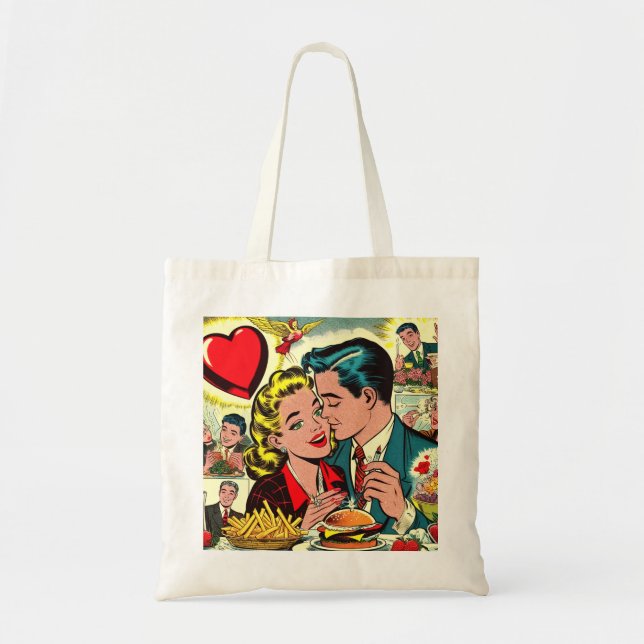 Bolso De Tela Comics de parejas de amor retro (Frente)