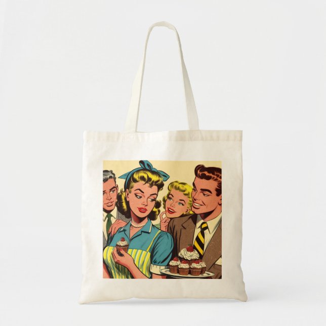 Bolso De Tela Comics de pasteles retro de parejas (Frente)