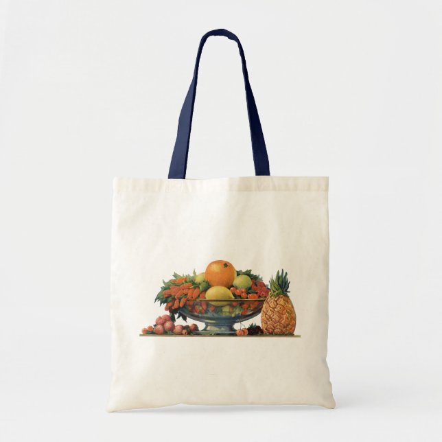Bolso De Tela Comida antigua, Frutas surtidas en un tazón (Frente)