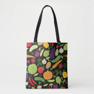 Bolso De Tela Comida en un fondo negro