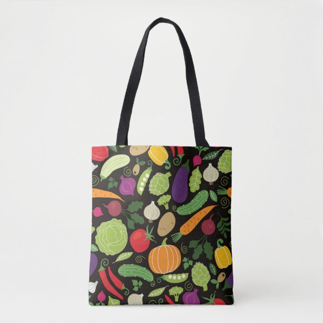 Bolso De Tela Comida en un fondo negro (Anverso)