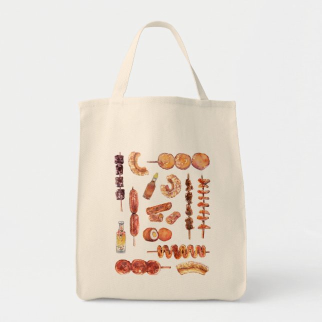 Bolso De Tela Comida filipina de la calle en la acuarela Pinoy (Frente)