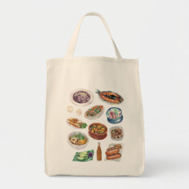 Bolso De Tela Comida filipina tradicional en Pinoy acuarela