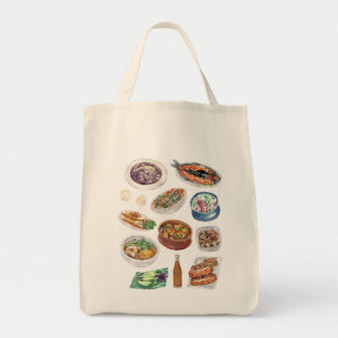 Bolso De Tela Comida filipina tradicional en Pinoy acuarela