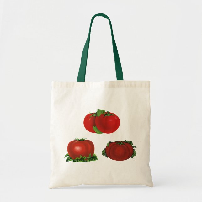 Bolso De Tela Comida, frutas, verduras, tomates de la raza roja (Frente)