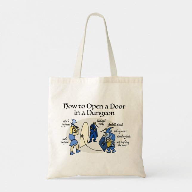 Bolso De Tela Cómo abrir una puerta en un Tote de humor de Dunge (Reverso)