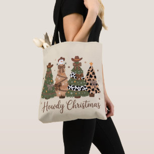 Bolso De Tela Cómo estás Navidad Occidental Retro Árbol Vaquero