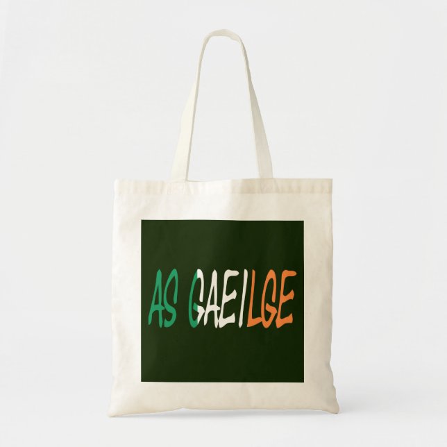 Bolso De Tela Como gaeilge sobre la bandera irlandesa, pero (Frente)