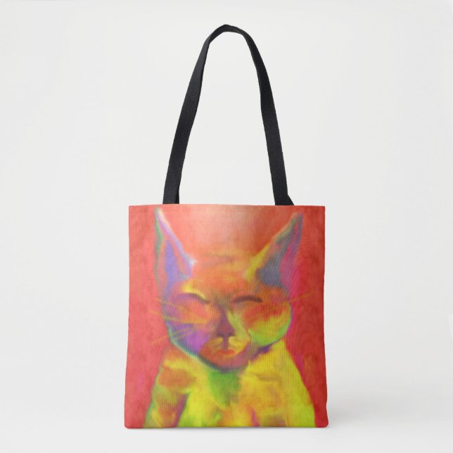 Bolso De Tela ¿Cómo puede usted servirme? Arte del gato (Anverso)