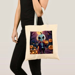 Bolso De Tela Compañero de esqueleto del parche de calabaza