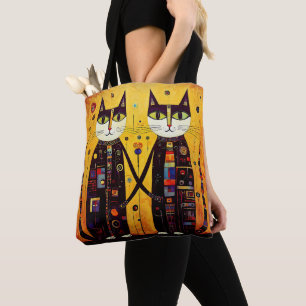 Bolso De Tela Compañeros abstractos: Un cuento de dos gatos
