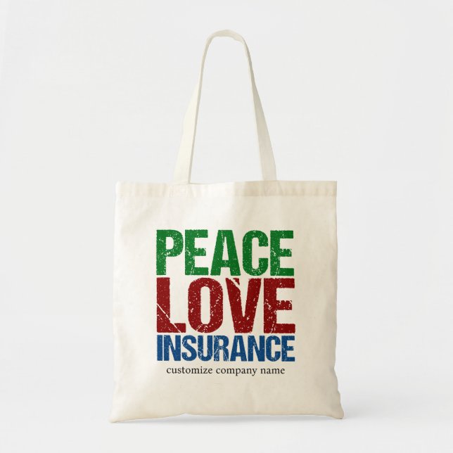 Bolso De Tela Compañía personalizada de seguro de amor de paz (Frente)