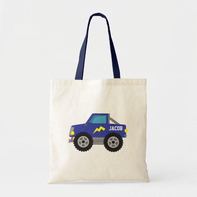 Bolso De Tela Compitiendo con el monster truck azul, para los (Frente)