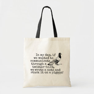 Bolso De Tela Cómplice de pájaro de Twitter de la vejez