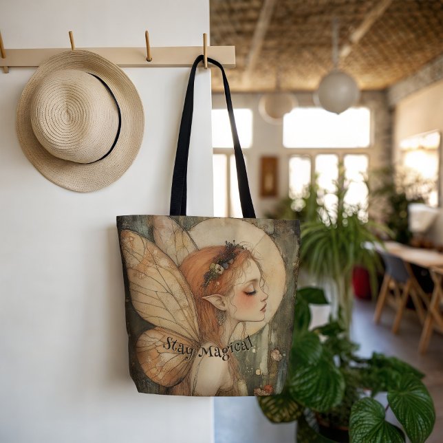 Bolso De Tela Cómplice del bosque con cita mágica Stay (Subido por el creador)