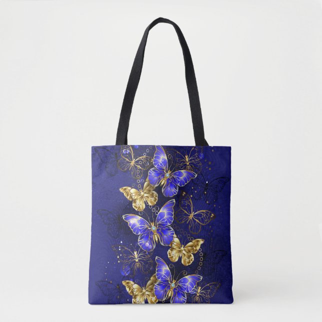 Bolso De Tela Composición con mariposas de zafiro (Anverso)