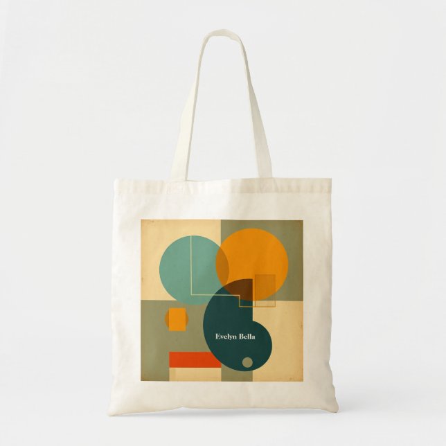 Bolso De Tela Composición de Arte de Formas Superpuestas Abstrac (Frente)