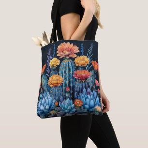 Bolso De Tela Composición de cactus floridos, suculentos