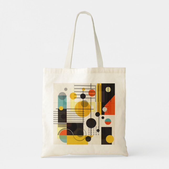 Bolso De Tela Composición de formas geométricas coloridas (Reverso)