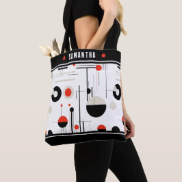 Bolso De Tela Composición de formas geométricas en negro y rojo 