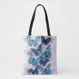 Bolso De Tela Composición de mariposas blancas y azules