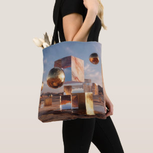Bolso De Tela Composición Geométrica Surrealista Con Esferas Dor