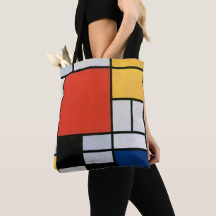 Bolso De Tela Composición Mondrial Negro Rojo Amarillo