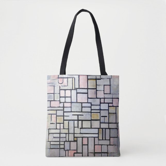 Bolso De Tela Composición rosa y gris, Mondriano (Anverso)