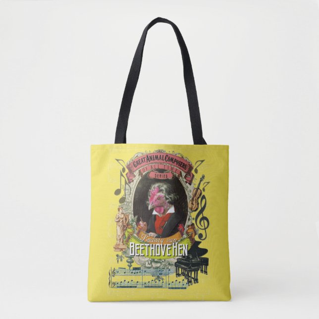 Bolso De Tela Compositor animal Beethoven de la gallina (Anverso)