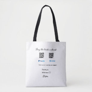 Bolso De Tela Compra a la novia una donación de bebidas QR Venmo