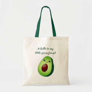 Bolso De Tela Compra de comestibles de aguacate kawaii verde lin