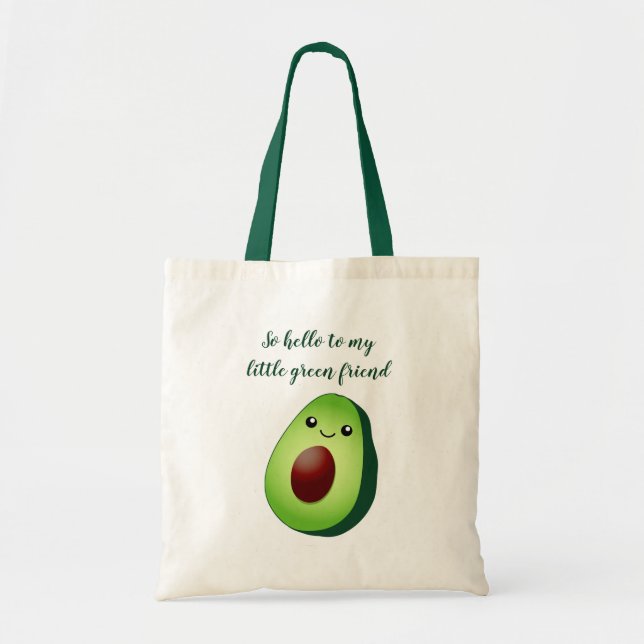 Bolso De Tela Compra de comestibles de aguacate kawaii verde lin (Frente)