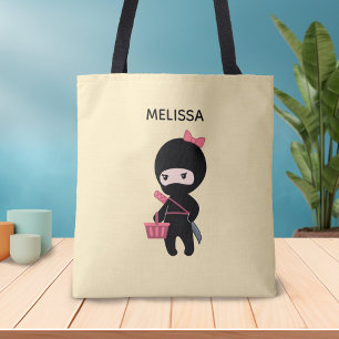 Bolso De Tela Comprando nombre personalizado Chica Ninja en amar