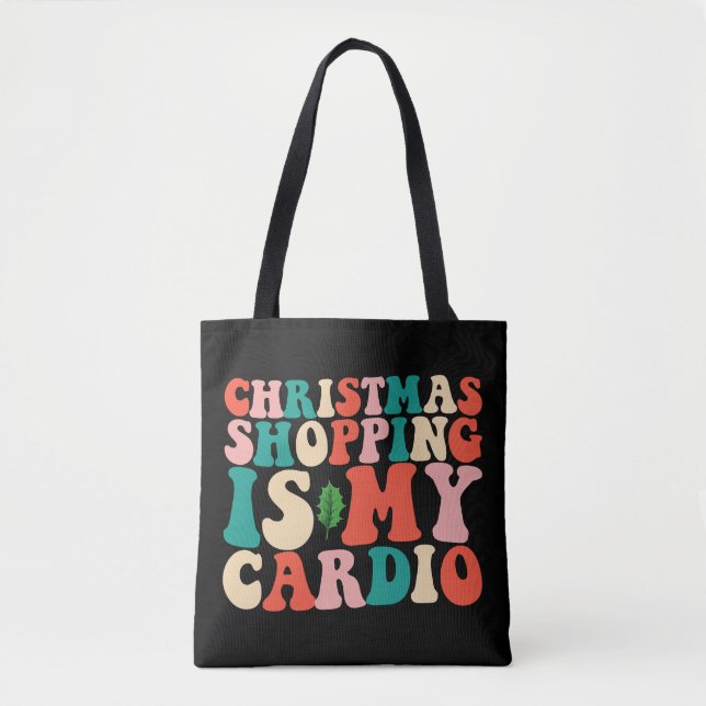 Bolso De Tela Comprar navidades es mi feriado cardio (Anverso)