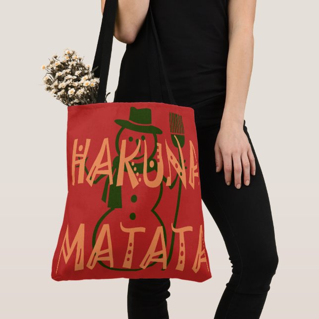 Bolso De Tela Compras para Navidades Snowman Hakuna Matata estil (Detalle)