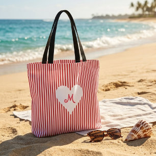 Bolso De Tela Compras personalizadas de franjas blancas rojas mo