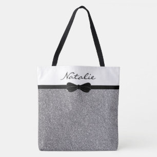 Bolso De Tela Compras personalizadas Purpurina Silver Black